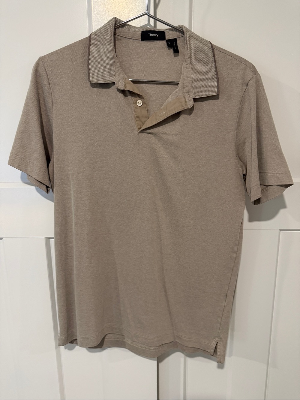 Theory Men’s Taupe Short-Sleeve Polo